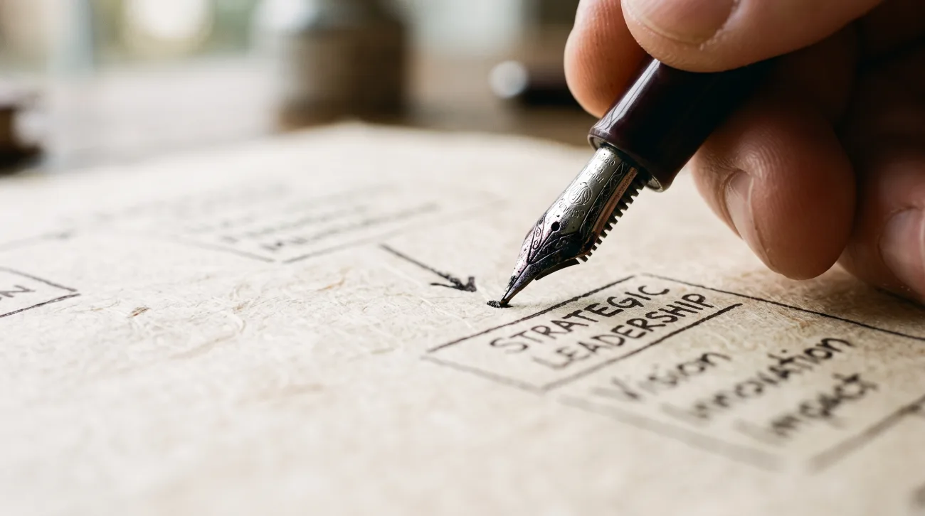 A hand sketching a strategic leadership development pathway